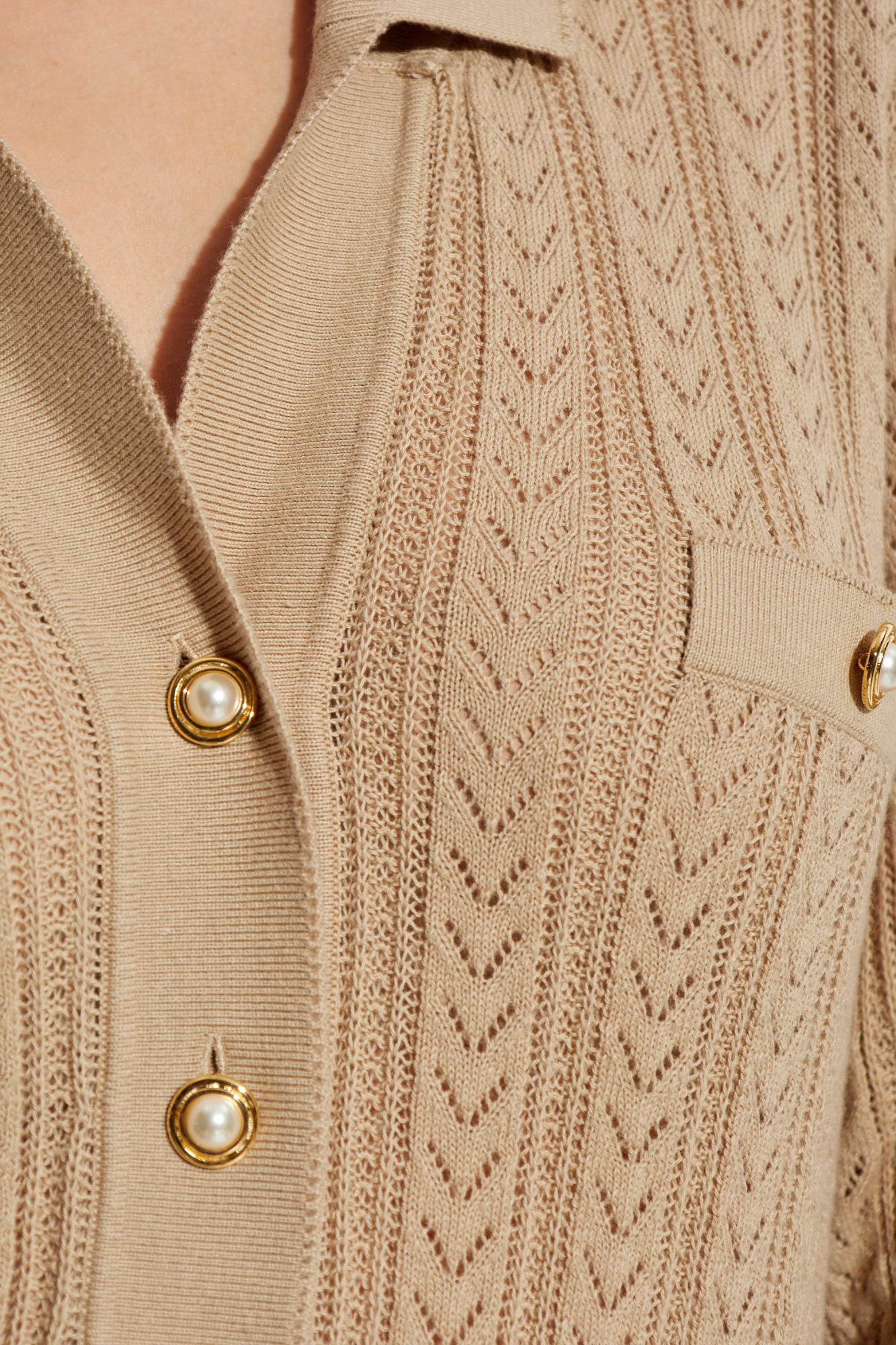 【ほぼ未使用、黄金サイズ】Hopper Field Cardigan BIBI Groovy Flower Power Chunky Sweater Beige Kidcore